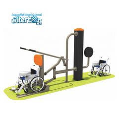 Aparat fitness pentru persoane cu dizabilitati Model 1, exterior, 250x155x100 cm, metal si plastic LLDPE