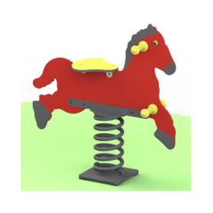 Balansoar pe arc pentru copii Calut, 1-4 ani, 86x24x86 cm, plastic si lemn, rosu