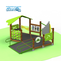 Loc de joaca incluziv pentru copii Happy Nature Model 2, 2-12 ani, 284x271x170 cm, metal si lemn