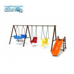 Leagan pentru copii model 7 cu tobogan