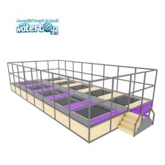 Trambulina elastica galvanizata Olimpica de exterior pentru copii, 10 locuri, 3-12 ani, greutate maxima 100kg per loc