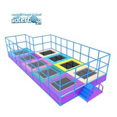 Trambulina elastica galvanizata Olimpica de exterior pentru copii, 9 locuri, 3-12 ani, greutate maxima 100kg per loc