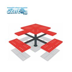 Table with 4 chairs without backrest