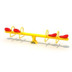 Balansoar cu 4 locuri pentru copii Model 10, 3-10 ani, 260x40x55 cm, metal si plastic, galben