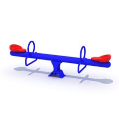 Balansoar dublu pentru copii Model 12, 3-10 ani, 200x40x55 cm, metal si plastic, albastru si rosu
