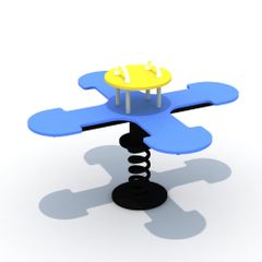 Balansoar pe arc cu 4 locuri pentru copii Stea, 3-7 ani, 110x110x60 cm, metal si plastic HDPE, albastru