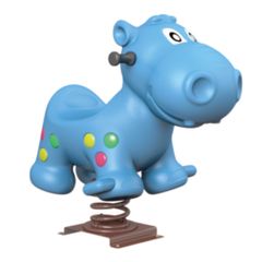 Balansoar pe arc pentru copii Funny Hipopotam model 2, 1-4 ani, 70x40x45 cm, metal si plastic LLDPE, albastru