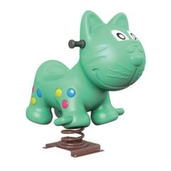 Balansoar pe arc pentru copii Funny Pisica 4 model 2, 1-4 ani, 80x45x50 cm, metal si plastic LLDPE, verde