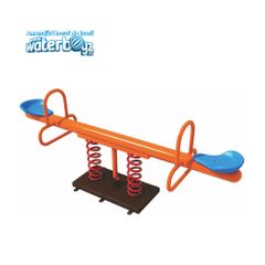 Balansoar pe arcuri dublu cu sa pentru copii, 3-10 ani, 210x52x85 cm, metal si plastic LLDPE, portocaliu