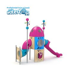 Complex de joaca din metal pentru copii Space 2, exterior, 5-12 ani, 185x635x410 cm