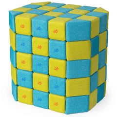 Cuburi Magnetice 3D Jolly Heap pentru copii de 1-12 ani, 100 de piese, 12x12x12 cm, galben/albastru