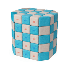 Cuburi Magnetice 3D Jolly Heap pentru copii de 1-12 ani, 100 de piese, 12x12x12 cm, gri/albastru