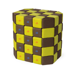 Cuburi Magnetice 3D Jolly Heap pentru copii de 1-12 ani, 100 de piese, 12x12x12 cm, galben/maro