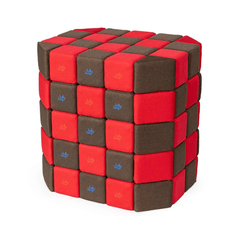 Cuburi Magnetice 3D Jolly Heap pentru copii de 1-12 ani, 100 de piese, 12x12x12 cm, maro/rosu