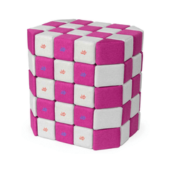 Cuburi Magnetice 3D Jolly Heap pentru copii de 1-12 ani, 100 de piese, 12x12x12 cm, alb/roz