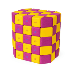 Cuburi Magnetice 3D Jolly Heap pentru copii de 1-12 ani, 100 de piese, 12x12x12 cm, roz/galben