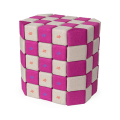Cuburi Magnetice 3D Jolly Heap pentru copii de 1-12 ani, 100 de piese, 12x12x12 cm, gri/roz