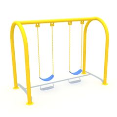 Leagan din metal pentru copii cu 2 locuri, 3-12 ani, 250x120x200 cm, galben