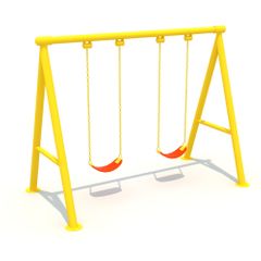 Leagan din metal pentru copii cu 2 locuri, 3-12 ani, 250x150x200 cm, galben