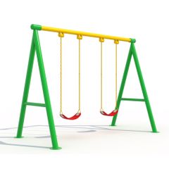 Leagan din metal pentru copii cu 2 locuri, 3-12 ani, 250x150x200 cm, verde