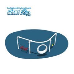 Leagan din metal triplu cu cerc pentru copii, 3 locuri, 6-12 ani, 390x390x200 cm, alb