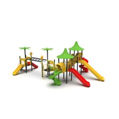 Complex de joaca din metal pentru copii Exotic 8, exterior, 3-12 ani, 1350x770x600 cm, rosu