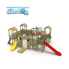 Loc de joaca din lemn pentru copii Wooden Castle, exterior, 3+ ani, 1100x900x300 cm