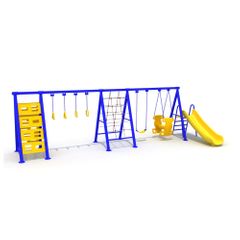 Complex de joaca din metal pentru copii Climber, exterior, 6-12 ani, 720x300x200 cm, albastru