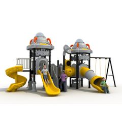 Complex de joaca din metal pentru copii Double Spaceship, exterior, 3-15 ani, 860x400x380 cm