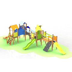 Loc de joaca din lemn pentru copii Happy Nature 24, exterior, 3-12 ani, 944x456x274 cm