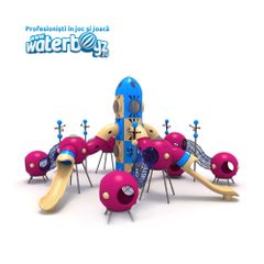 Complex de joaca din metal pentru copii Space 3, exterior, 3-12 ani, 1220x1220x690 cm