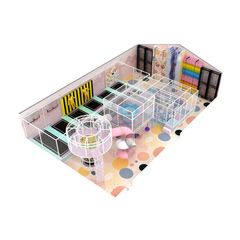 Loc de joaca modular de interior pentru copii Pinky Cloud, 3-12 ani