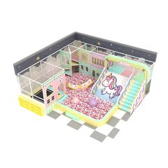 Loc de joaca modular de interior pentru copii Unicorn, 3-12 ani