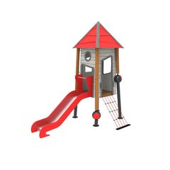 Loc de joaca din lemn pentru copii Crooked House 2, exterior, 2-5 ani, 220x350x380 cm