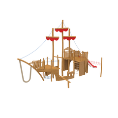 Loc de joaca din lemn pentru copii Naturel 6, exterior, 5-16 ani, 590x1330x740 cm