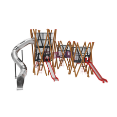 Loc de joaca din lemn pentru copii Royal Tower 5, exterior, 5-16 ani, 1410x1260x660 cm