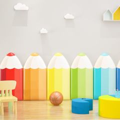 Panou de perete Soft Play cu burete, model Creion, pentru locuri de joaca de interior