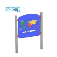 Panou educativ Harta lumii pentru copii, 0-5 ani, 90x10x125 cm, metal si plastic HDPE, multicolor