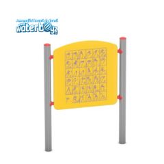 Panou educativ Limbajul semnelor pentru copii, 0-5 ani, 90x10x125 cm, metal si plastic HDPE, galben
