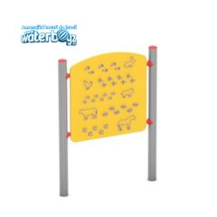 Panou educativ Urmele animalelor pentru copii, 0-5 ani, 90x10x125 cm, metal si plastic HDPE, galben