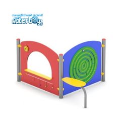 Panou educativ de exterior pentru copii Model 1, 0-5 ani, 120x10x95 cm, metal si plastic HDPE, multicolor