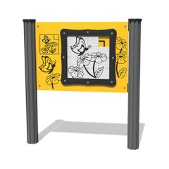 Panou interactiv Butterfly pentru copii, +2 ani, 80x120x80 cm, metal si plastic HDPE, galben/negru