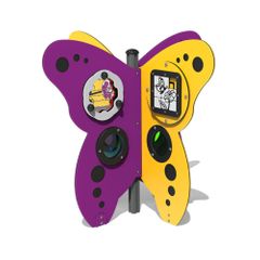 Panou interactiv Fluturas pentru copii, +2 ani, 108.6x124.2x124.2 cm, metal si plastic HDPE, multicolor