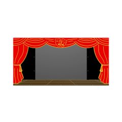 Panou interactiv Scena teatru pentru copii, +2 ani, 120x240 cm, lemn si plastic HDPE, rosu/negru