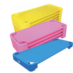 Pat pentru gradinita cu saltea elastica, 138x60x15 cm, plastic HDPE, maxim 6 ani