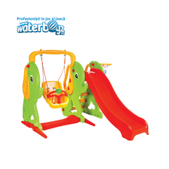 Tobogan cu leagan de interior pentru copii Model Elefantelul colorat, 179x184x133 cm