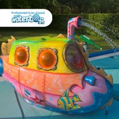 Submarin decorativ acvatic din fibra de sticla cu sistem de stropire