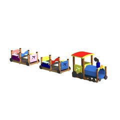 Trenulet fix Kiddie Ride pentru copii, 0-3 ani, 737x110x145 cm, lemn, multicolor Trenulet fix Kiddie Ride pentru copii, 0-3 ani, 737x110x145 cm, lemn, multicolor