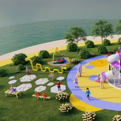 Amenajare completa loc de joaca de exterior la cheie Purple Zone