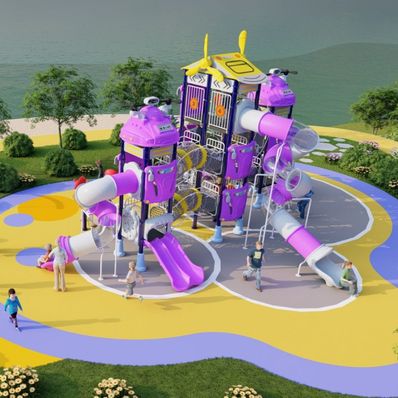 Amenajare completa loc de joaca de exterior la cheie Purple Zone